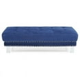 thumbnail image 3 of Maklaine Contemporary Soft Velvet Ottoman in Navy Blue Finish, 3 of 5