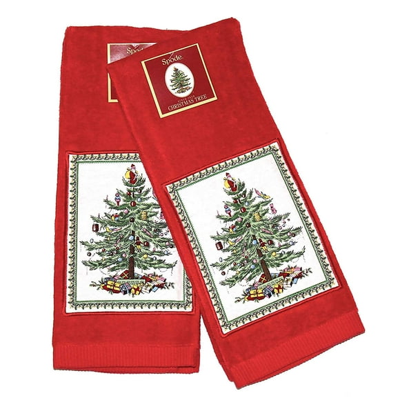 Spode Christmas Tree Kitchen Towel - Set of 2 (Red Tree)