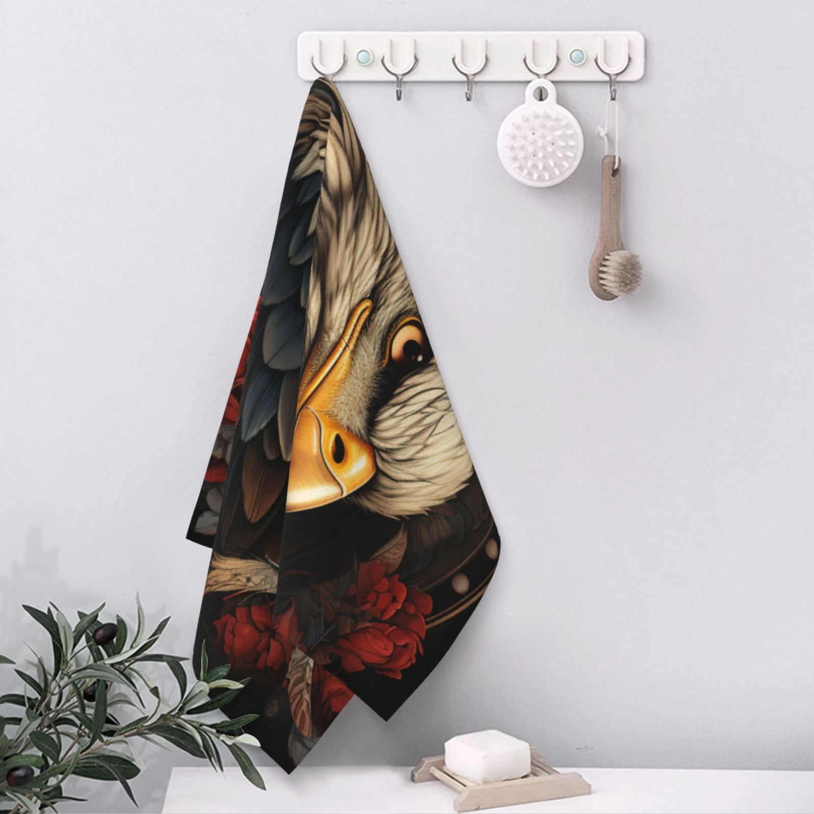 USA Navy Eagle American Flag United States Art 27.5" x 16" Ultra Soft Hand Towel, Face Wash Cloth for Bathroom, Gym, Travel, Pool