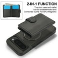 thumbnail image 3 of ELEHOLD Case for Google Pixel 9A, 2-in-1 Magnetic Shockproof Leather Wallet Flip Case Cover, Detachable Card Holder with Stand,Black, 3 of 5