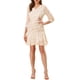 thumbnail image 2 of Vestido de trabajo de mujer INSPIRE CHIC con mangas 3/4, dobladillo con volantes, botones decorativos, cordón y fruncido en color beige, 2 of 7