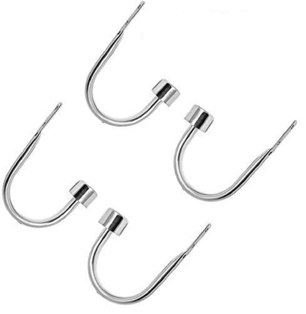 TEJATAN - Curtain Holdbacks Pair for Draperies (Curtain tiebacks Hook, Drapery holdbacks/Drapery Holder/Curtains Holders/Drape holdbacks/Drape Holder) (Set of 4 (2 Pairs) - Classic, Silver)