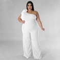 thumbnail image 2 of AURA Women Plus Size One Shoulder Jumpsuit Wide Leg High Waist Casual Outfit Summer Elegant Romper, 2 of 6