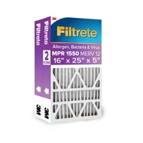 Filtrete 16x25x5 HVAC Furnace Air Filter, MPR 1550 MERV 12, Ultra Allergen Reduction, 2 Pack