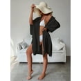 thumbnail image 5 of Batwing Sleeve Beach Cover Up Button Front Kimono Bathing Suit Cover Ups (Black,One Size), 5 of 6