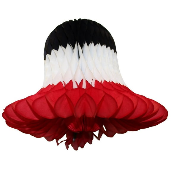 3-pack 9 Inch Hanging Honeycomb Tissue Paper Bell Decoration, Caribbean, by Devra Party (Red, White, Black)