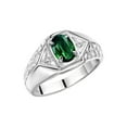 thumbnail image 4 of Rylos  Sterling Silver Classic 7X5MM Oval Green Sapphire & Sparkling Diamond Ring - Birthstone Jewelry for Men -Size 13, 4 of 7