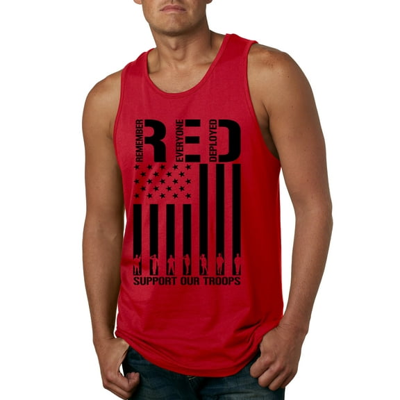 Wild Bobby Remember Everyone Deployed RED Support Our Troops Military Black Flag Men Tank Top