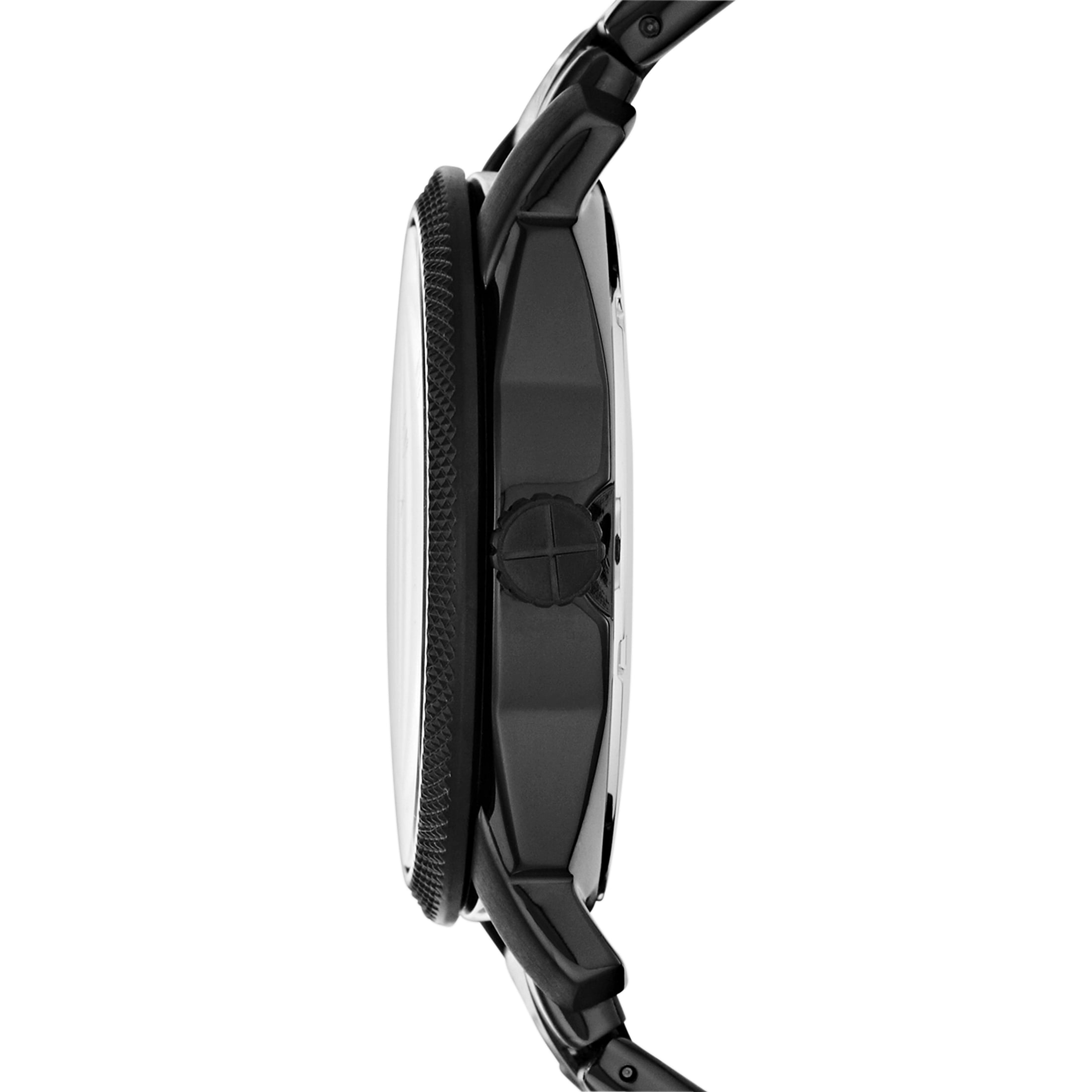 Fossil Machine Men's Three-Hand Day-Date, Black Stainless Steel