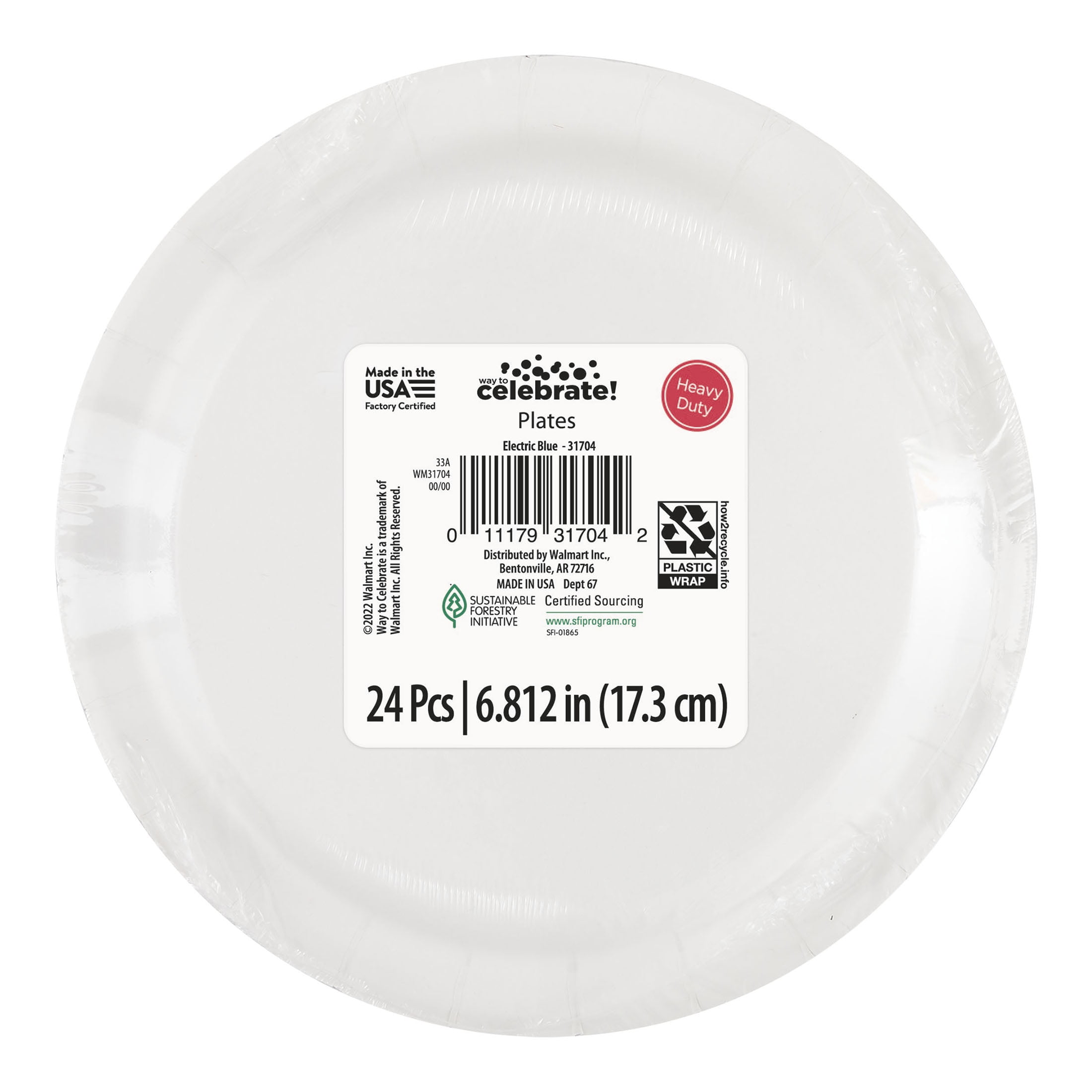 (6 pack) Disposable Paper Plates, 7", Electric Blue, 24 Count, by Way To Celebrate
