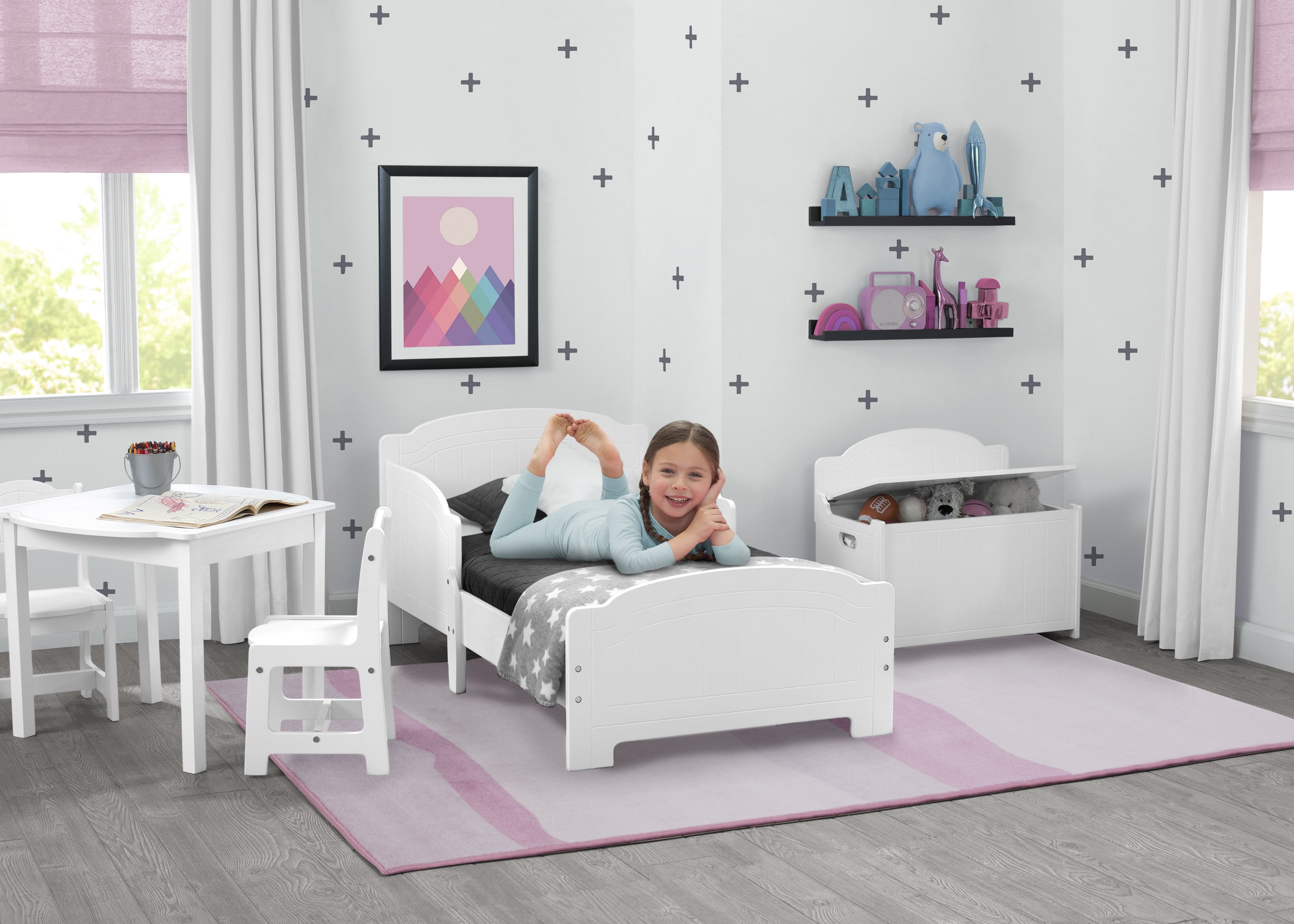 Delta Children Kids Ombre Rectangle Area Rug, 53-Inch x 59-Inch, Pink