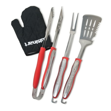 Cuisinart® 3 Piece Grilling Tool Set - Red, Set includes Grill Tongs, Chef's Spatula, Grill Fork and a BONUS Grill