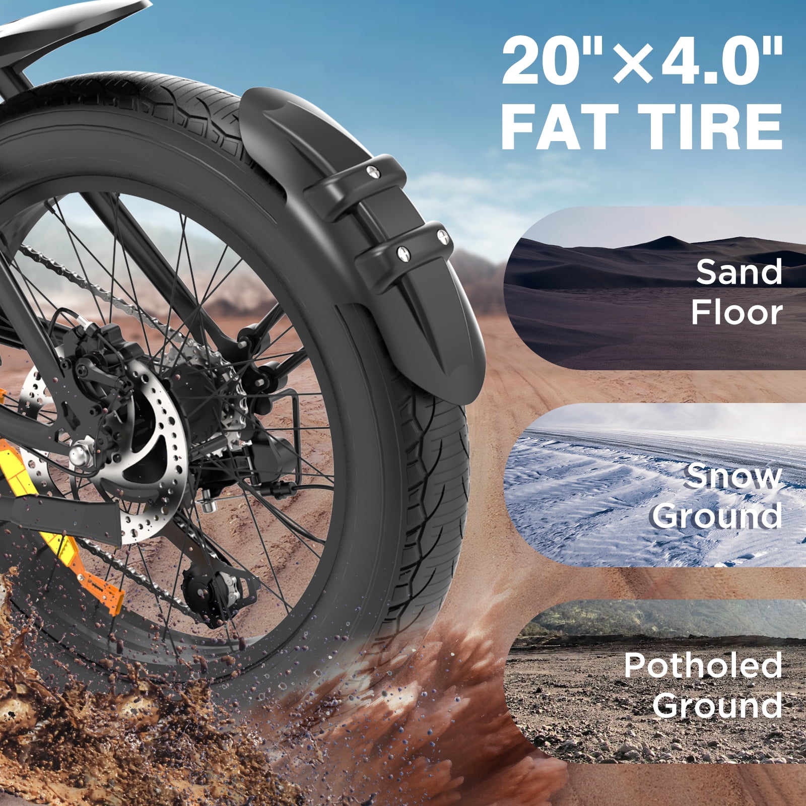 COLORWAY 750W 20"x4.0 Fat Tire Electric Bike, 48V 15Ah Battery, Off-road E-Bike for Adults, UL2849 Certified
