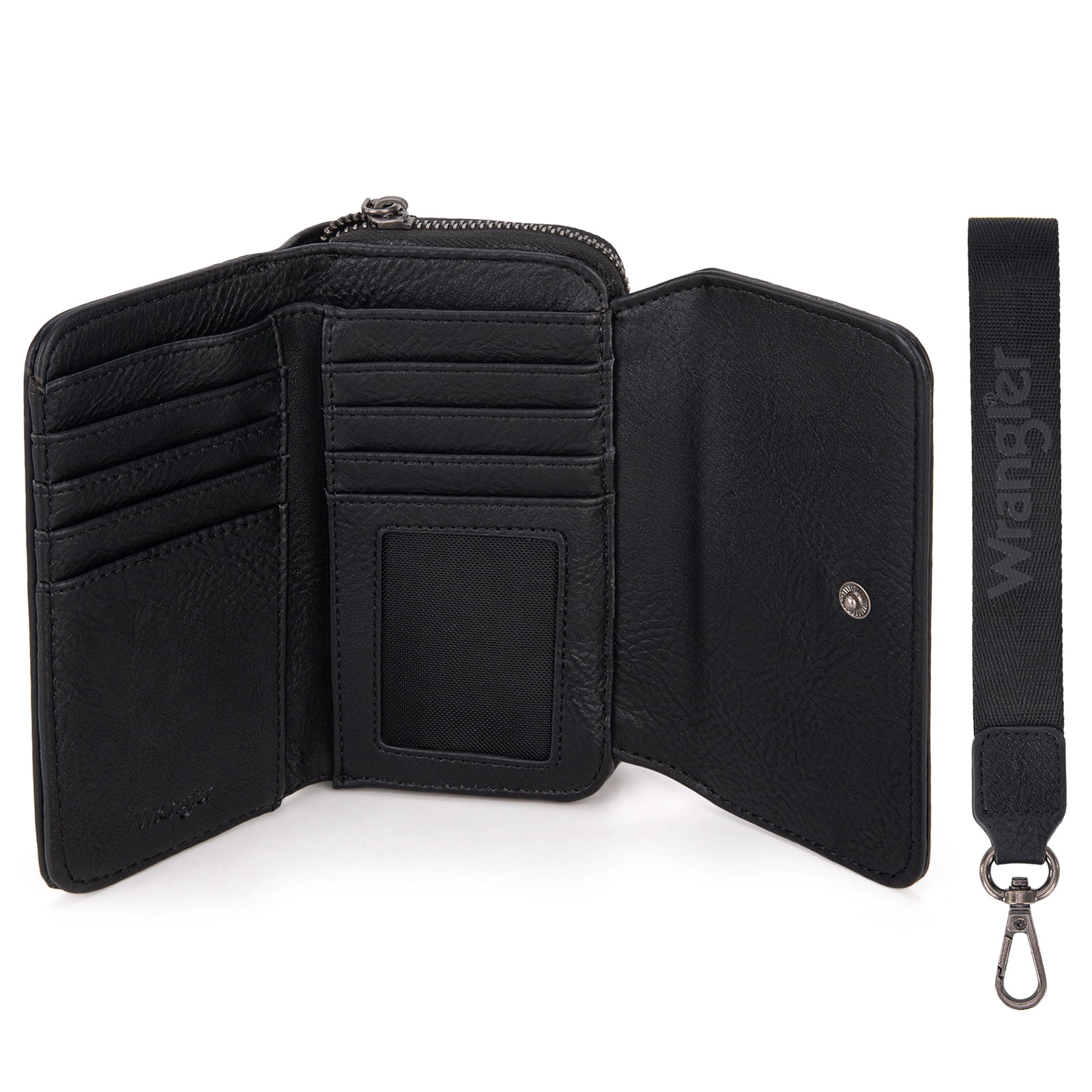 Wrangler Wallet Purse for Women Minimalist Wristlet Wallet with RFID Blocking Credit Card Holder, Black