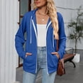 thumbnail image 4 of SWSMCLT Women's Long Sleeve Hoodie Full Zip Zip Up Fall Hooded Fashion Zipper Hood Comfy Pocket Oversized Top Blue X-Large, 4 of 5