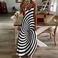 thumbnail image 4 of Black And White Op-Art Spiral Sleeveless Dress womens clothing dress, 4 of 6