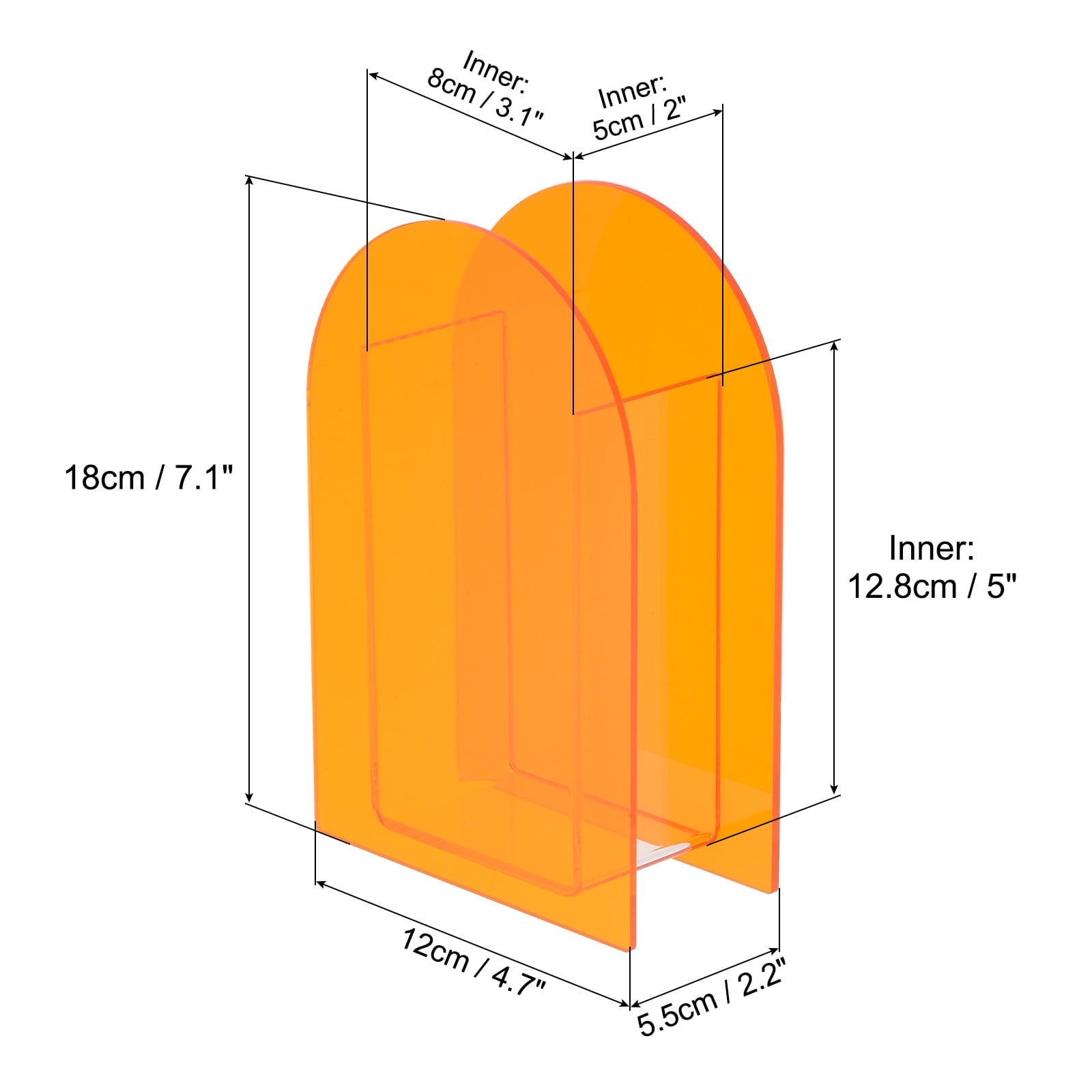 Unique Bargains Acrylic Arch Floral Vase Clear Geometric Vase for Table Centerpiece Orange