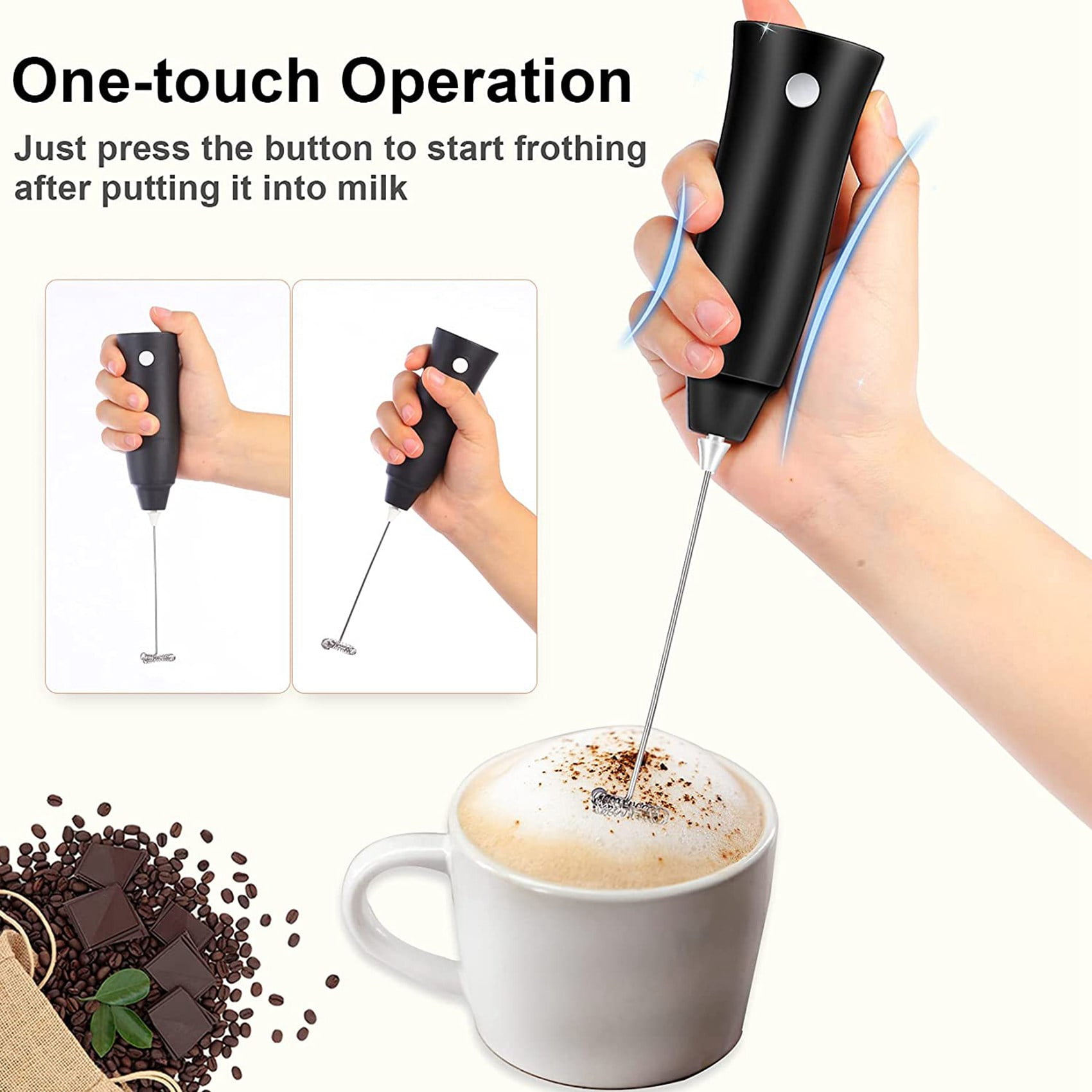 PowerLix Milk Frother Handheld Battery Operated Electric Whisk Beater Foam  Maker For Coffee, Latte, Cappuccino, Hot Chocolate, Durable Mini Drink  Mixer With Sta…