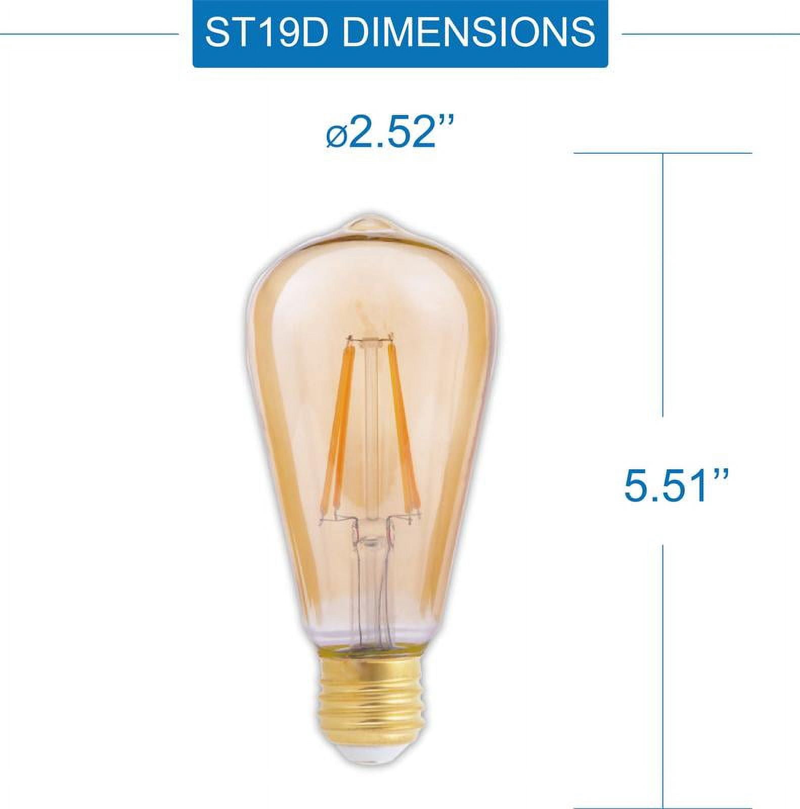 Great Value LED 4.5 Watt Deco Amber Light Medium Base Light Bulbs, ST19, 4-Count