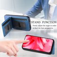thumbnail image 5 of For Google Pixel 9A Wallet Phone Case,PC + PU Leather + TPU Hybrid Design,With Card Slots,Diagonal Fabric Pattern,Back Flip Kickstand,Shockproof Rugged Dropproof Phone Case,Blue, 5 of 9