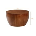 thumbnail image 4 of Wood Coffee Table, Natural Round Wooden Coffee Tables Living Room with Storage, Solid Wood Circle Center Table, Modern Farmhouse Furniture Style, 31.50"W Brown, 4 of 9