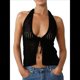 thumbnail image 2 of Camisola Corta con Cuello Halter y Lazo Frontal de Crochet para Mujer, para Playa Negro S, 2 of 6