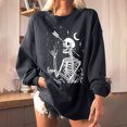 thumbnail image 2 of Sudadera extragrande de lana de manga larga con cuello redondo y estampado de calavera para mujer Pompotops gfhjh16791, 2 of 5