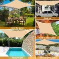 thumbnail image 5 of Vela de sombra rectangular 2 x 3 m, 95% de protección anti-UV, HDPE transpirable para jardín, balcón, terraza, actividades al aire libre - Color arena, 5 of 5