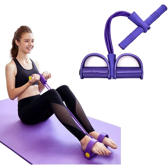 Crowdstage Latex Pedal Resistance Bands with Handle Exercise Bands for Abdomen, Waist, Arm, Yoga Stretching Slimming Training