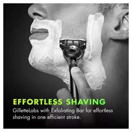 GilletteLabs Exfoliating Bar Razor (1 Count + Handle) with Gillette Foamy Regular Shaving Foam, 2 oz