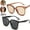 black+tawny, variant on 2 Pieces Retro Square Polarized Sunglasses Women Men Oversized Vintage Shades