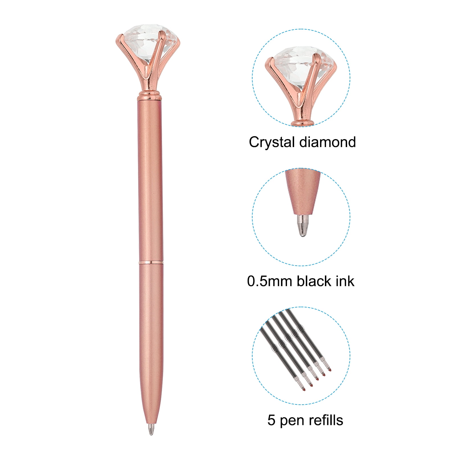Uxcell Black Ink Ballpoint Pen, 12 Pack Twist Metal Pen 1.0mm Medium Point for Note Taking Journaling, Rose Gold