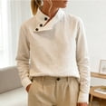 thumbnail image 2 of XIAONU Women Smooth Asymmetrical Blouse Long Sleeve Pullover Top Sleek Formal Office Wear Shirt, 2 of 4