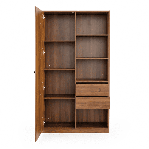 68.9" H Tall Freestanding Storage Cabinet with Fluted Door, 2 Drawers & Open Shelves – Multi-Purpose Organizer for Bedroom, Living Room, Entryway & Office