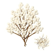 30 Pcs Artificial Berry Picks Topboutique White Holly Berries Stems Christmas Berries Stems Faux Berries Fake Berry Picks for Xmas Tree Wreath Making DIY Crafts Holiday Decorations
