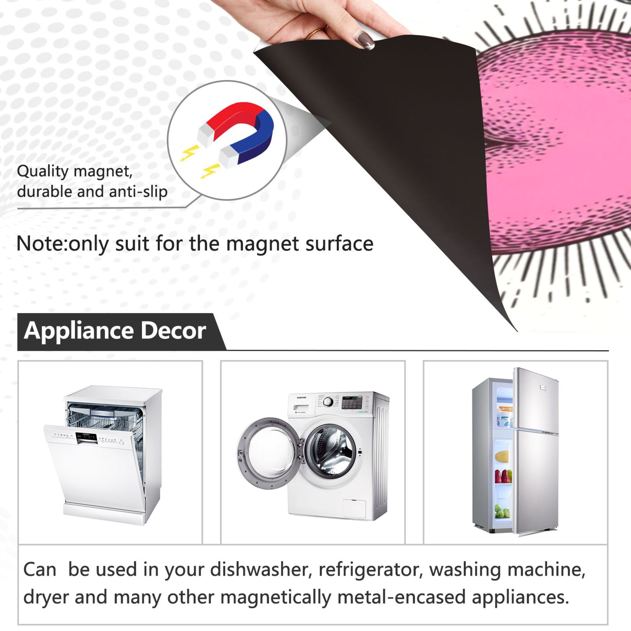 IAUYY Magnetic decorative sticker - 23x26 Inch PVC Refrigerator Decorative Cover, Removable DIY Art for Kitchen Appliances Heart Symbol