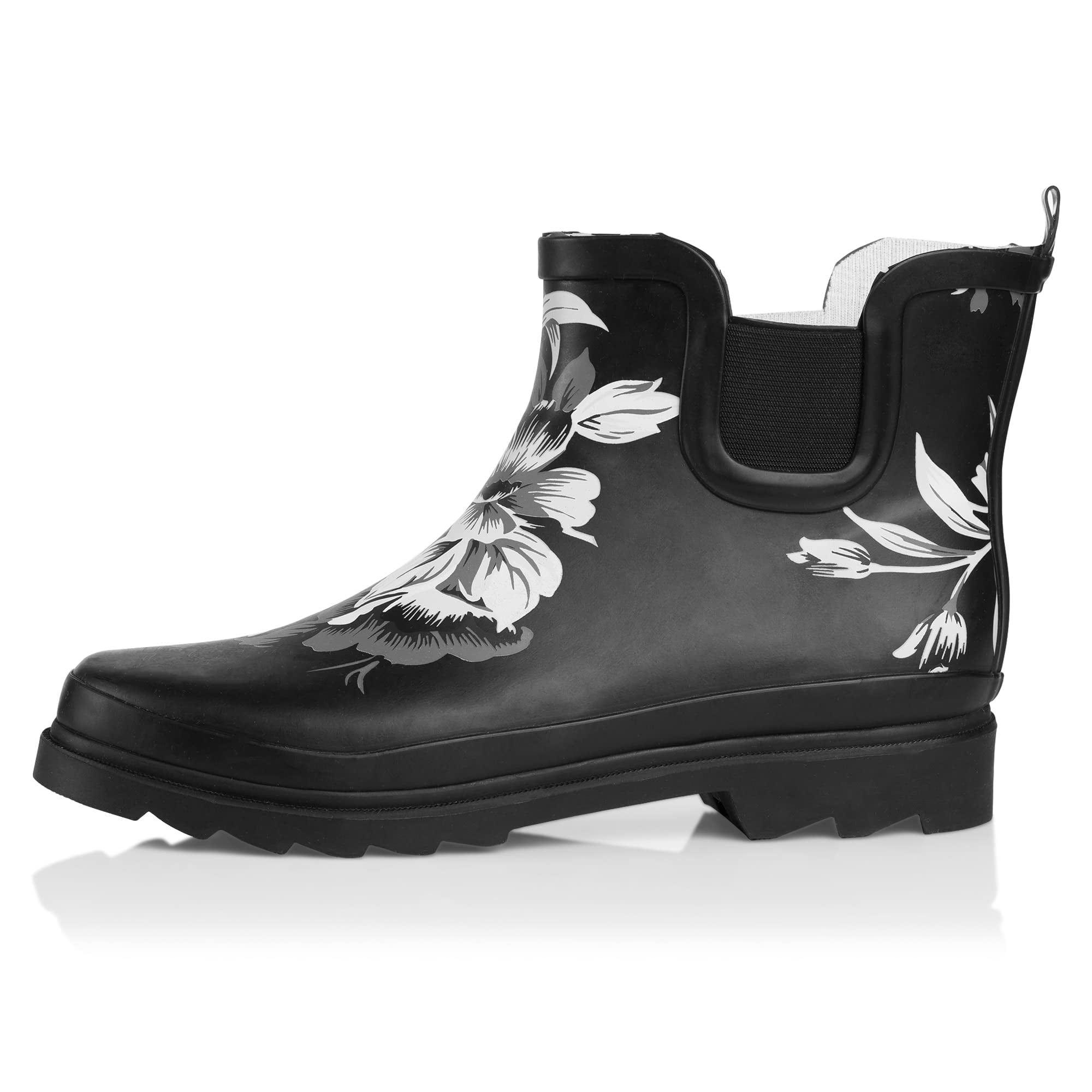 NORTY Womens Ankle Rain Boots Ladies Waterproof Winter Spring garden Boot Matte Floral Black Size 6