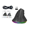 thumbnail image 2 of Ratón vertical inalámbrico Hugo ergonómico 7 botones Silencioso receptor USB luces RGB negro, 2 of 10