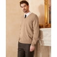 thumbnail image 6 of Kallspin Men’s Wool Blend Relaxed Fit V-Neck Long Sleeve Pullover Sweaters(Coffee, Large), 6 of 10