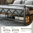 thumbnail image 3 of EnHomee Queen Size Metal Bed Frame with Vintage Headboard & Footboard Metal Platform Bed Frame Queen with LED Lights Bed Frame with Charge Station & Storage, Noise Free, Black, 3 of 10