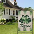 thumbnail image 4 of St. Patrick's Day Garden Flag Irish Garden Flag Shamrock Clovers Green Welcome Holiday Yard Flags 28''×40'' Burlap Vertical Double Sided Yard Flags for Home,Garden Decorations, 4 of 6