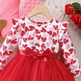 thumbnail image 4 of Mercatoo Girls Cute Heart Print Tulle Tutu Dresses Long Sleeve Round Neck Princess Dress Flower Girl 𝐑uffle Wedding Dress, 4 of 6