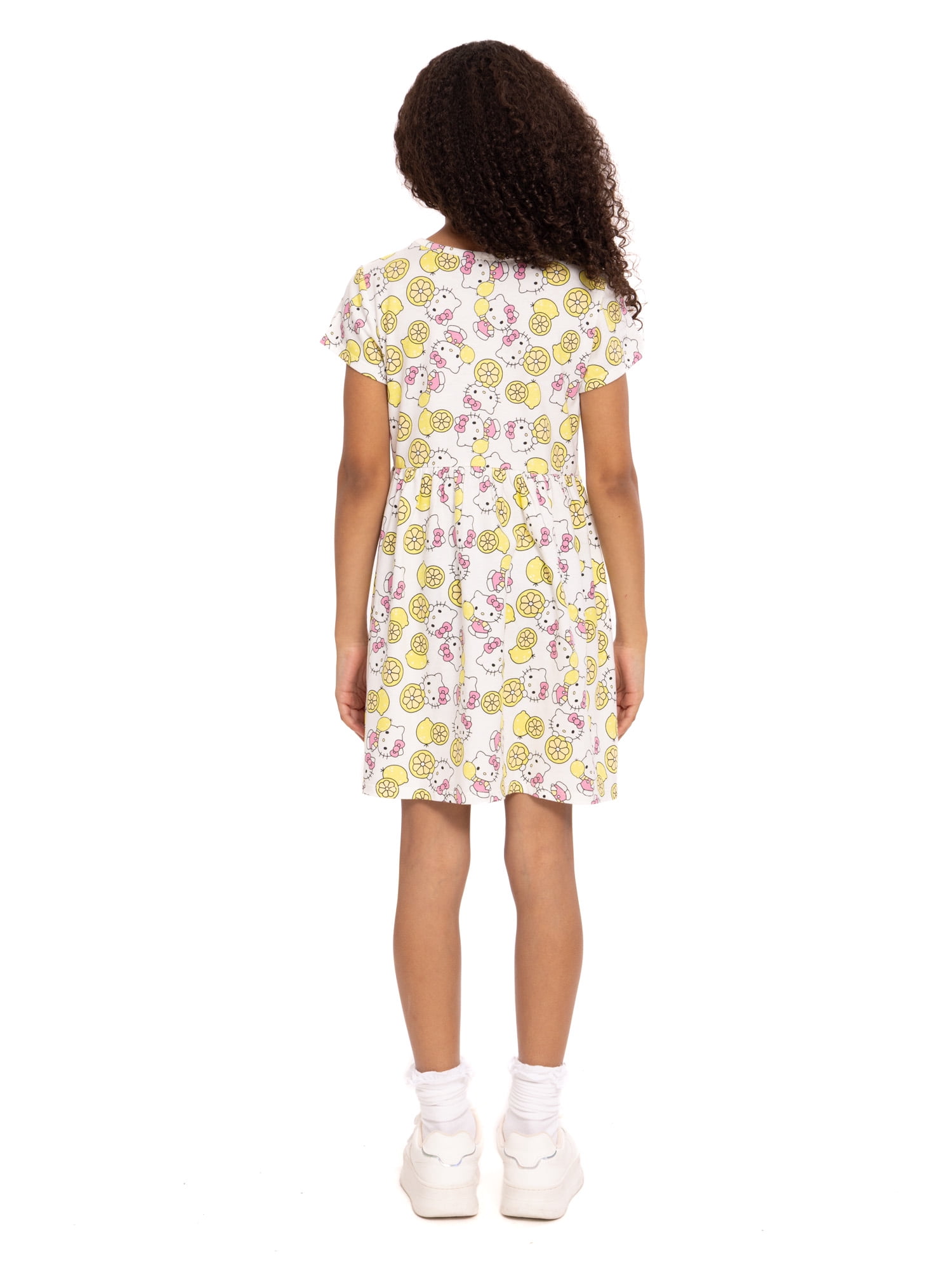 Hello Kitty Girls Allover Print Dress with Short Sleeves, Sizes 4-12