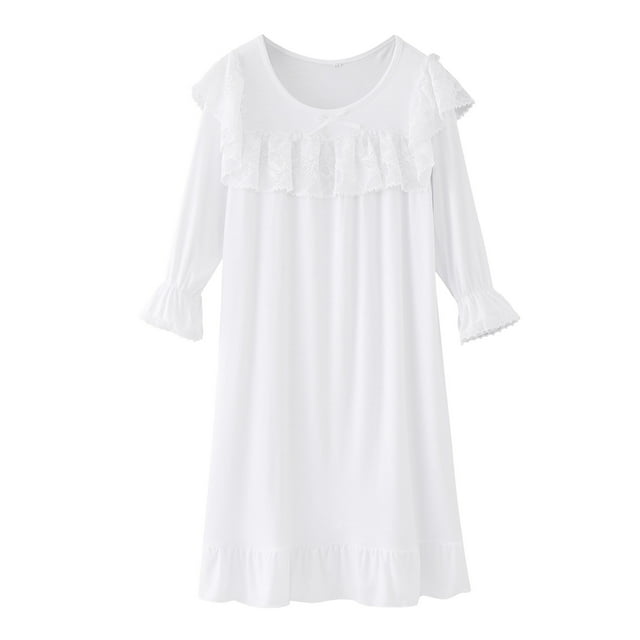 Liyamei Robe Princesse à Manches Longues en Dentelle à Volants pour Filles, Printemps Été, 7-8 Ans