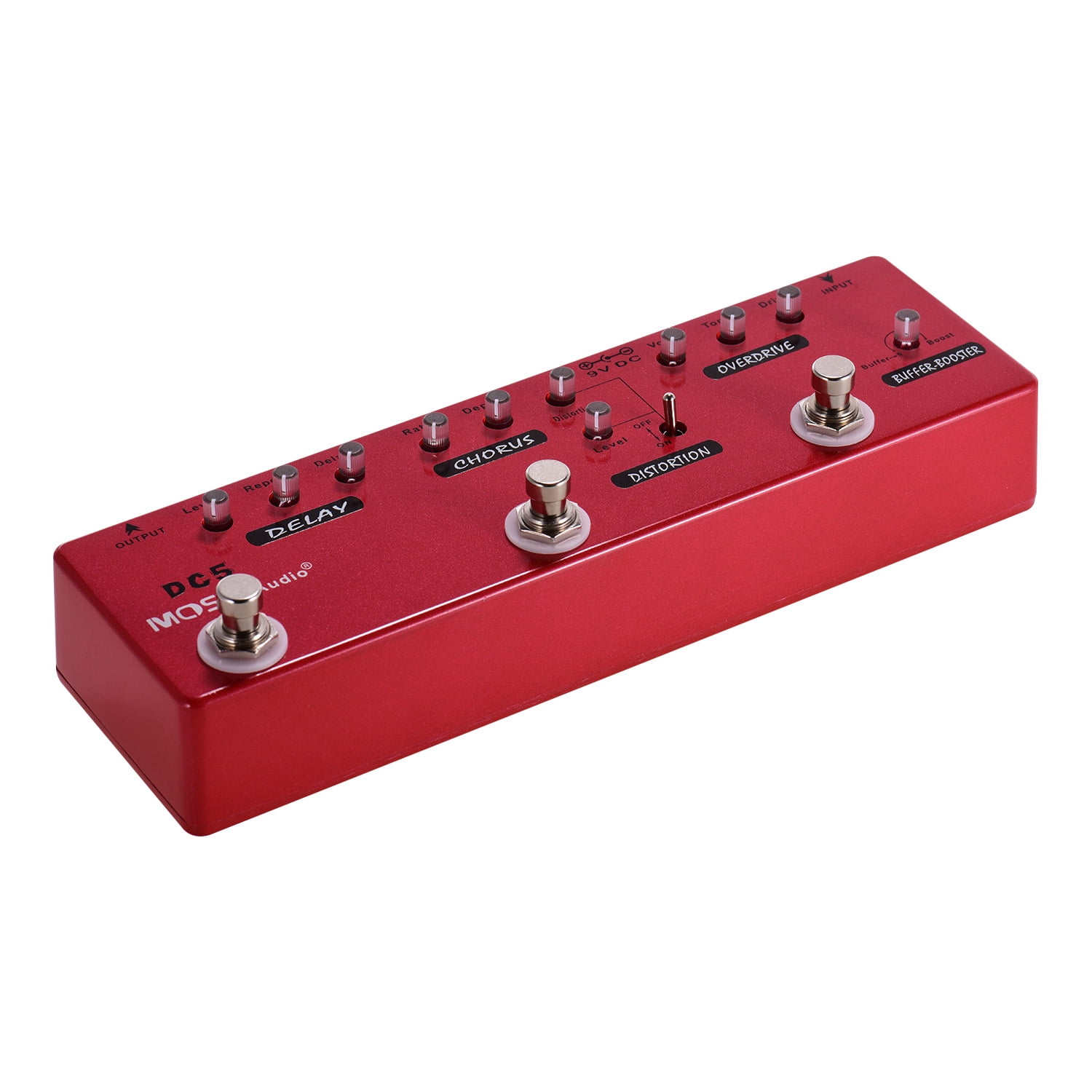Effect Pedal,Metal Shell With 6-in-1 Pedal Delay Dc5 6-in-1 Pedal Buffer Metal Shell Delay Buffer Metal Pedal Delay Buffer Buzhi Red Dsfen Mewmewcat