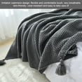thumbnail image 4 of Soft Knitted Sofa Blanket with Tassel Bed Office Nap Office Nap Shawl Decorative Shawl Decorative Throw Couch Cover, Beige, 4 of 7