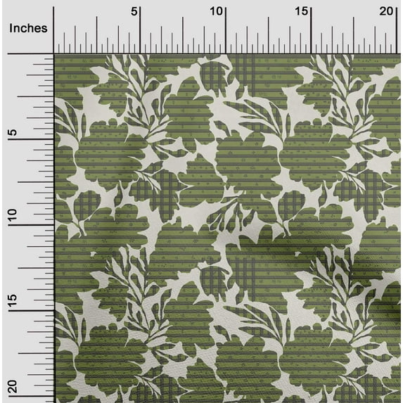 oneOone Cotton Cambric Light Green Fabric Stripe & Floral Artistic Fabric For Sewing Printed Craft Fabric By The Yard 56 Inch Wide