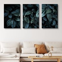 PixonSign Canvas Print Wall Art Set Green Schefflera Leaves Botanical Wilderness Photography Modern Art Contemporary Portrait Colorful Multicolor for Living Room, Bedroom, Office - 24"x36"x3