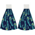 thumbnail image 2 of Hanging Towels 1 Pcs, Dish Towels Peacock Feather Seamless Absorbent Hand Towels with Hanging Loop Washcloth for Bathroom Kitchen, 2 of 6