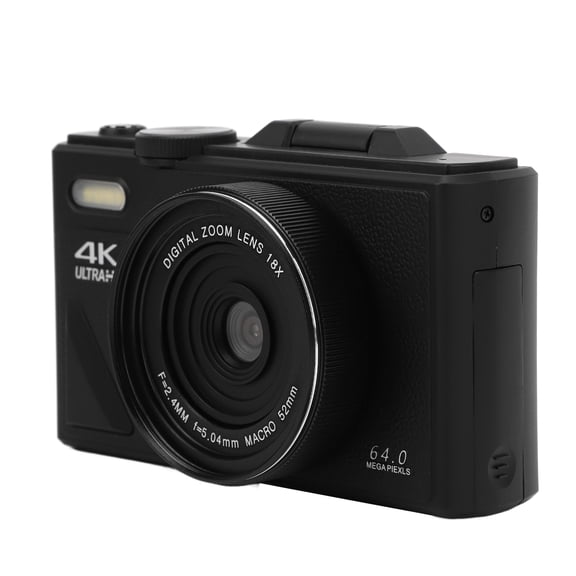 Cámara Digital 4K, Cámara de Video Confocque Autico y Zoom Digital de 64MP 18x Con Pantalla Abatible de 3 Pulgadas, Cámara de Vlogging Compacta Antivibració